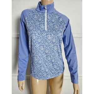 RLX Ralph Lauren Womens 1/4 Zip Mock Neck Floral Long Sleeve Athletic Top Size M